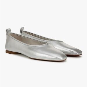 Vince Vivian Ballet Flats | Silver Metallic Leather | Size 6 | NWOB